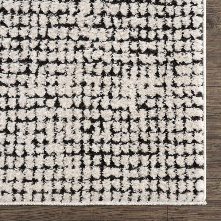 Cream & Black Grid Plush Rug - The Rug Decor