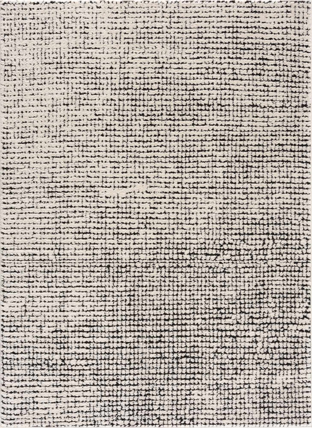 Cream & Black Grid Plush Rug - The Rug Decor