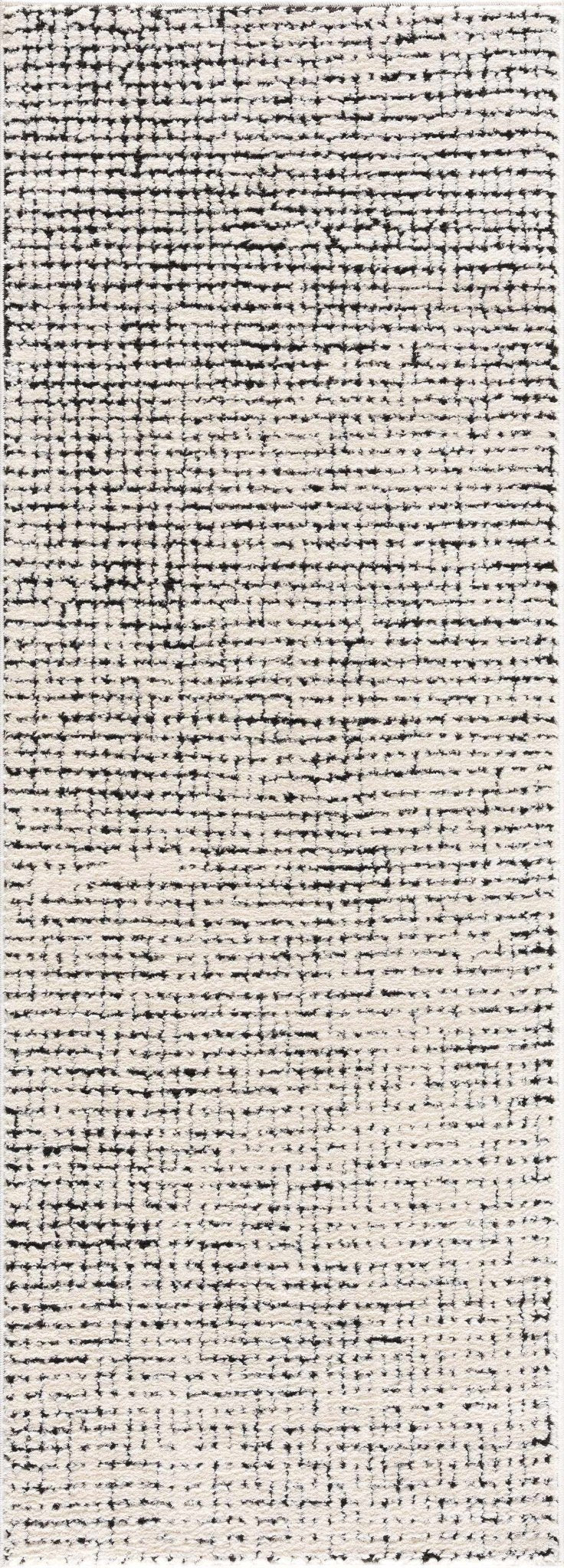 Cream & Black Grid Plush Rug - The Rug Decor