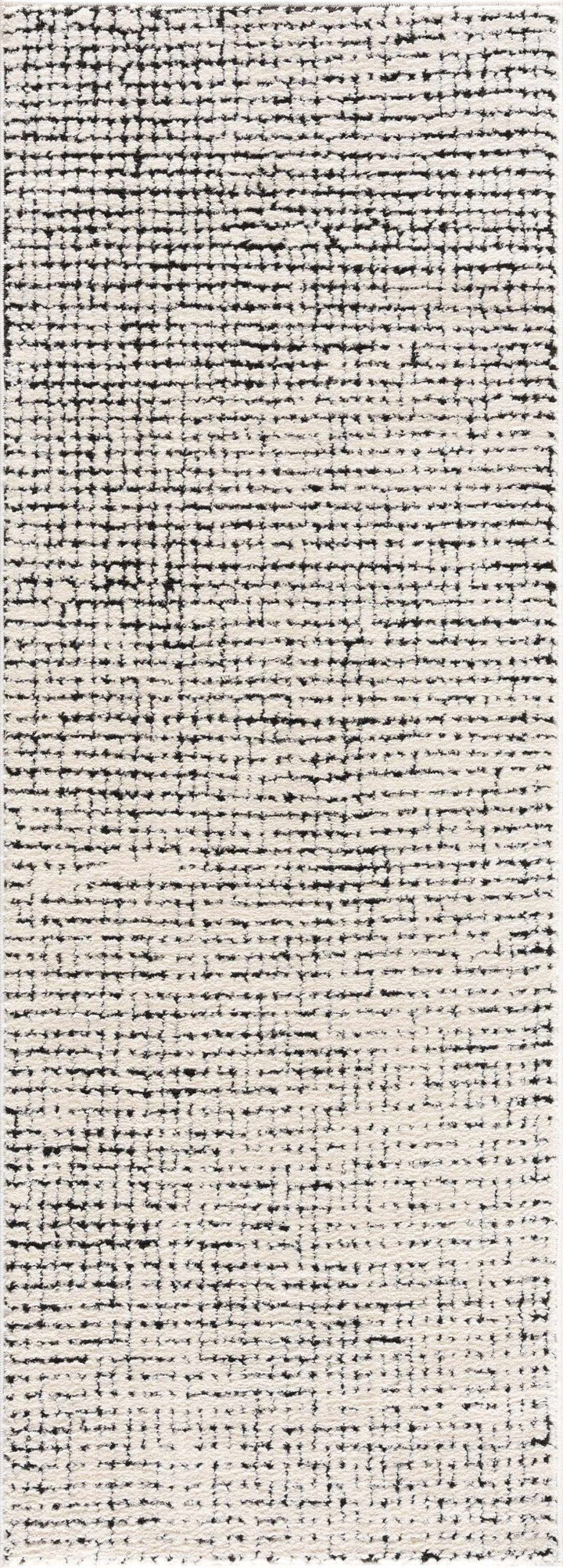 Cream & Black Grid Plush Rug - The Rug Decor
