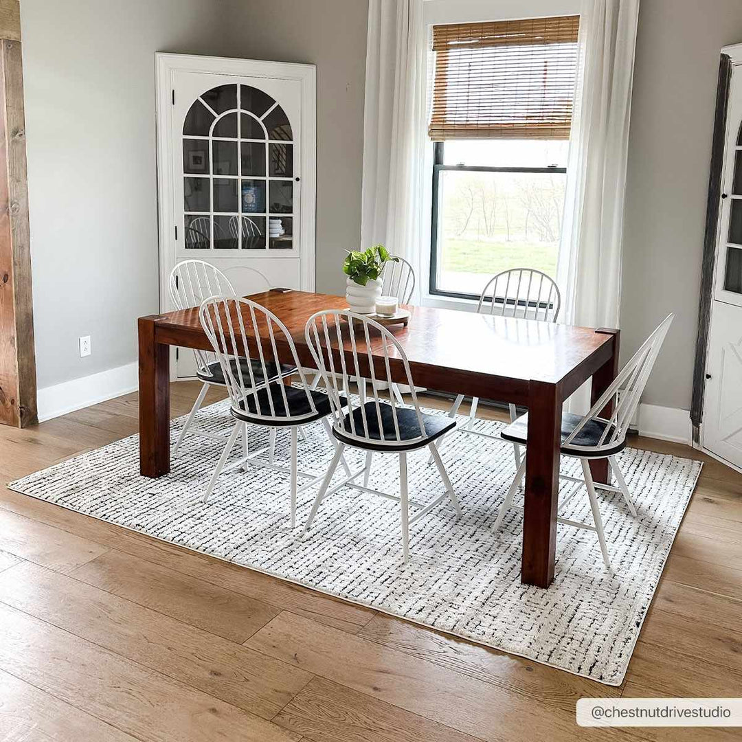 Cream & Black Grid Plush Rug - The Rug Decor