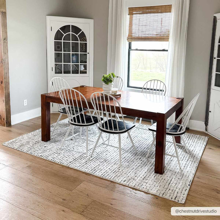 Cream & Black Grid Plush Rug - The Rug Decor