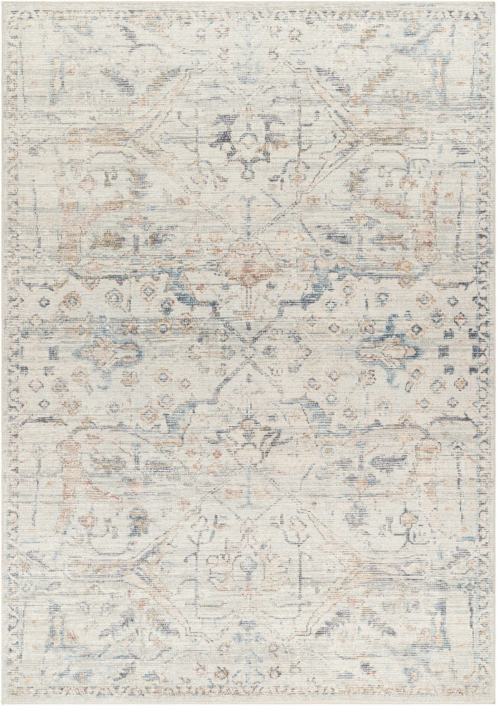 Cream & Blue Traditional Style Area Rug - The Rug Decor