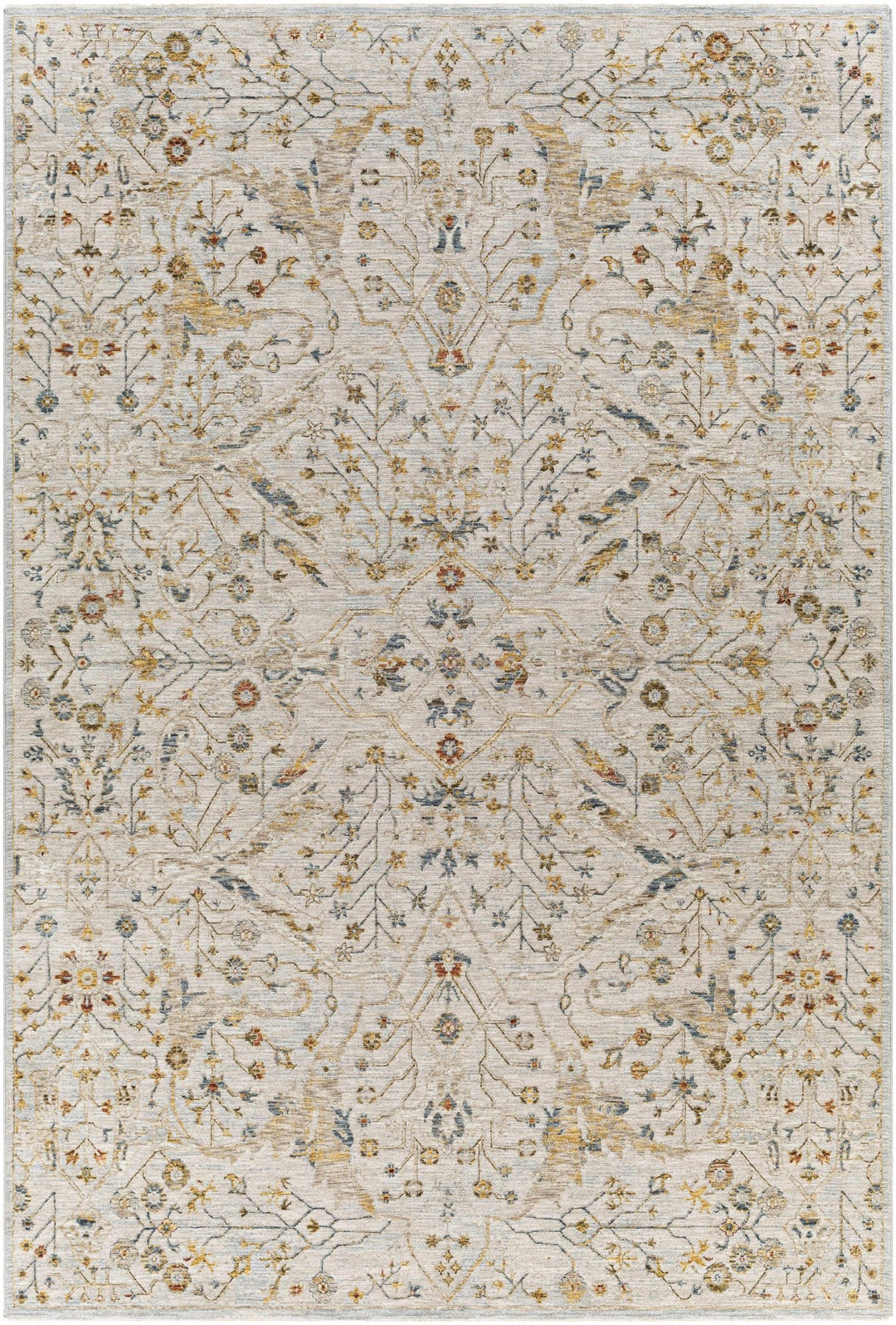 Cream Traditional Oushak Design Machine Woven Rug - The Rug Decor