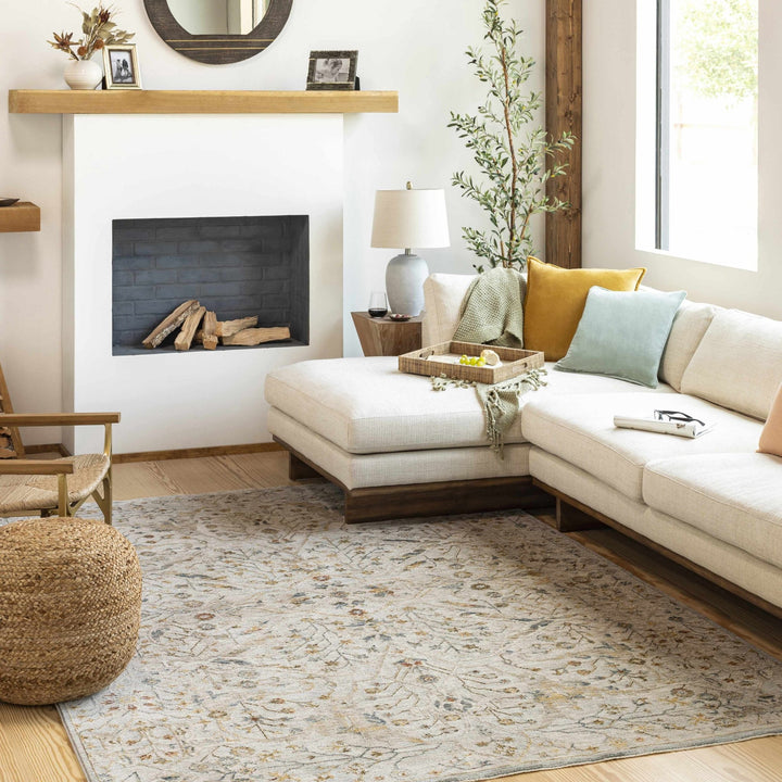 Cream Traditional Oushak Design Machine Woven Rug - The Rug Decor