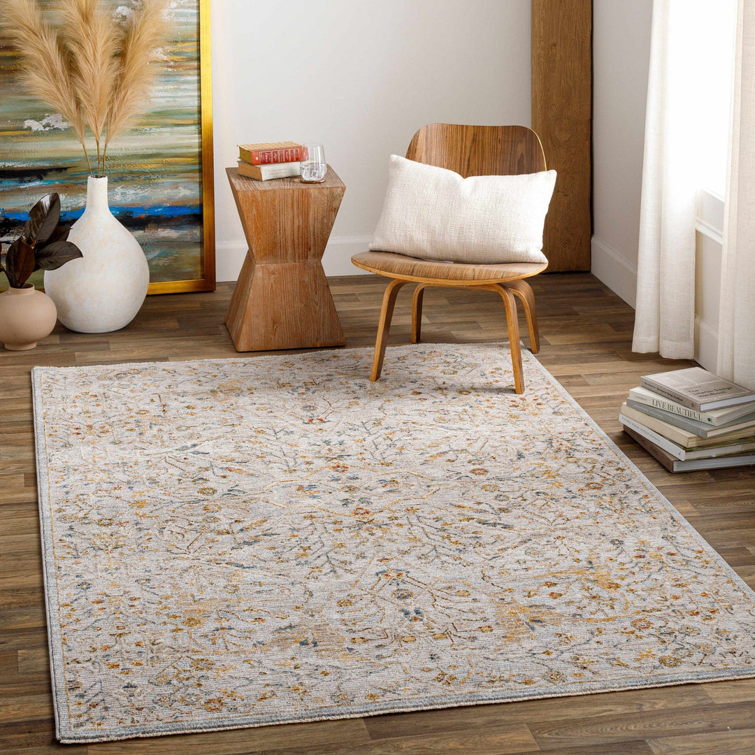 Cream Traditional Oushak Design Machine Woven Rug - The Rug Decor