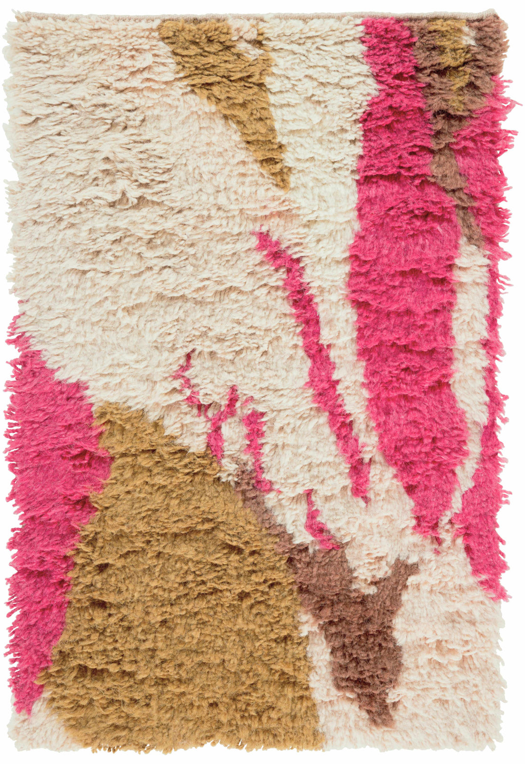 Crenshaw Modern Abstract Ivory And Pink Hand Woven Wool Area Rug