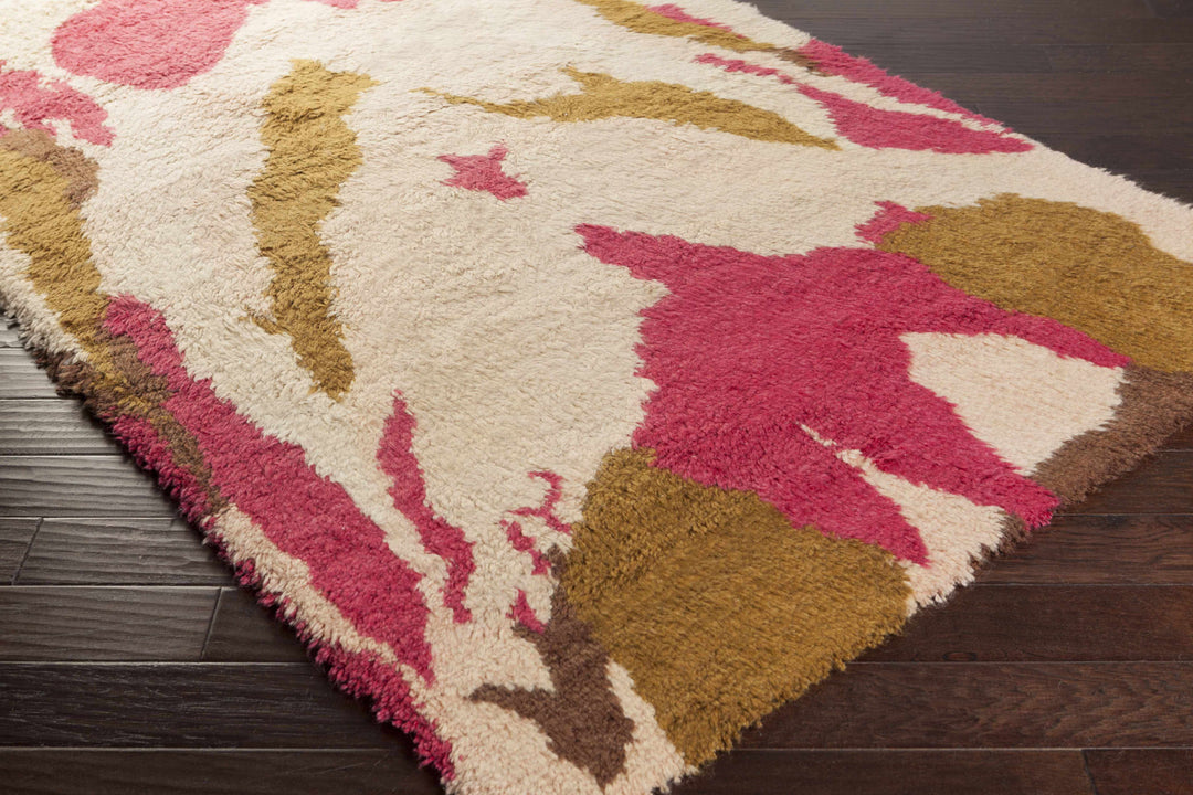 Crenshaw Modern Abstract Ivory And Pink Hand Woven Wool Area Rug
