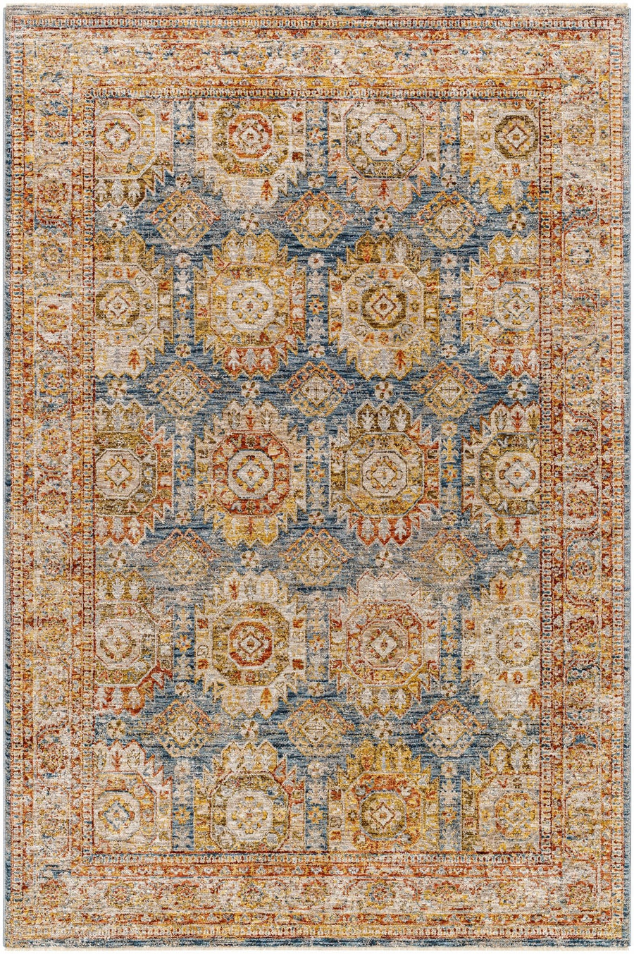 Crescentia Traditional Style Blue & Rust Area Rug - The Rug Decor