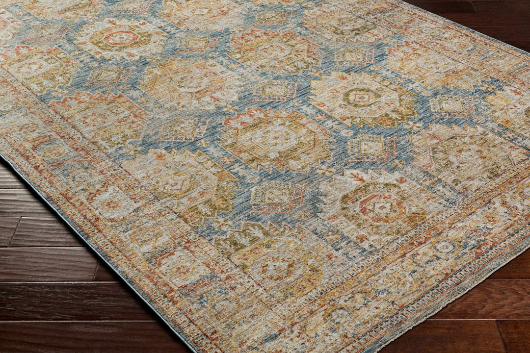 Crescentia Traditional Style Blue & Rust Area Rug - The Rug Decor