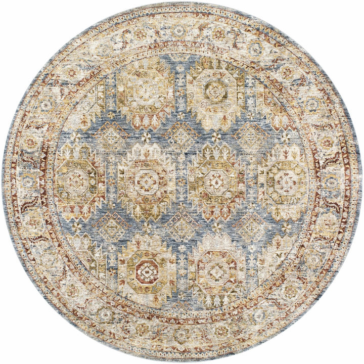 Crescentia Traditional Style Blue & Rust Area Rug - The Rug Decor