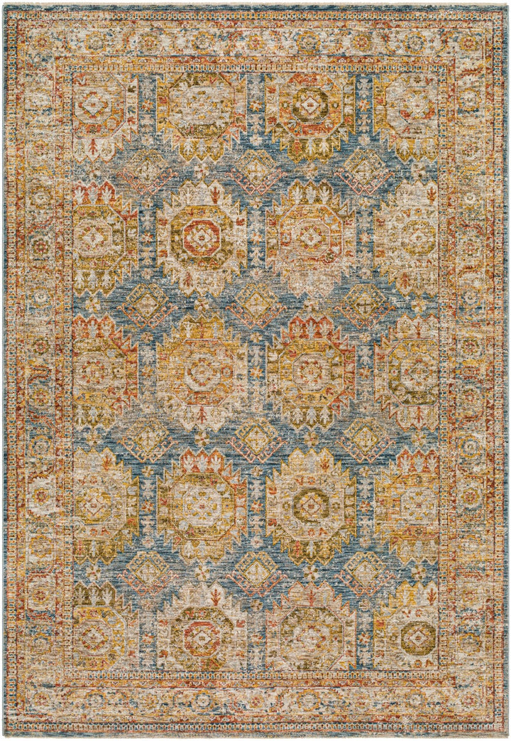 Crescentia Traditional Style Blue & Rust Area Rug - The Rug Decor