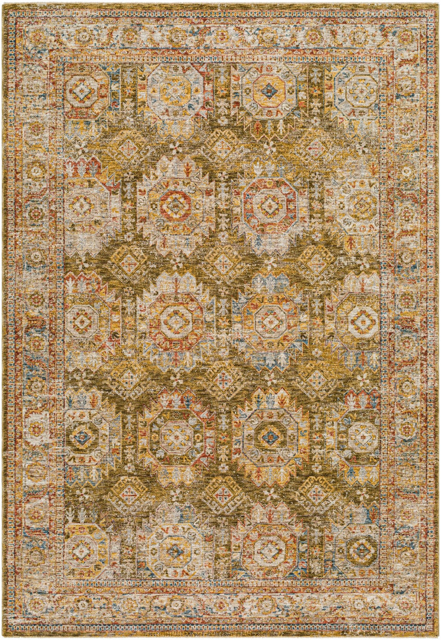 Crescentia Traditional Style Green And Rust Area Rug - The Rug Decor