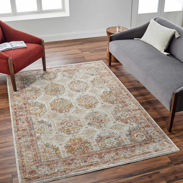 Crescentia Traditional Style Mustard And Rust Area Rug - The Rug Decor