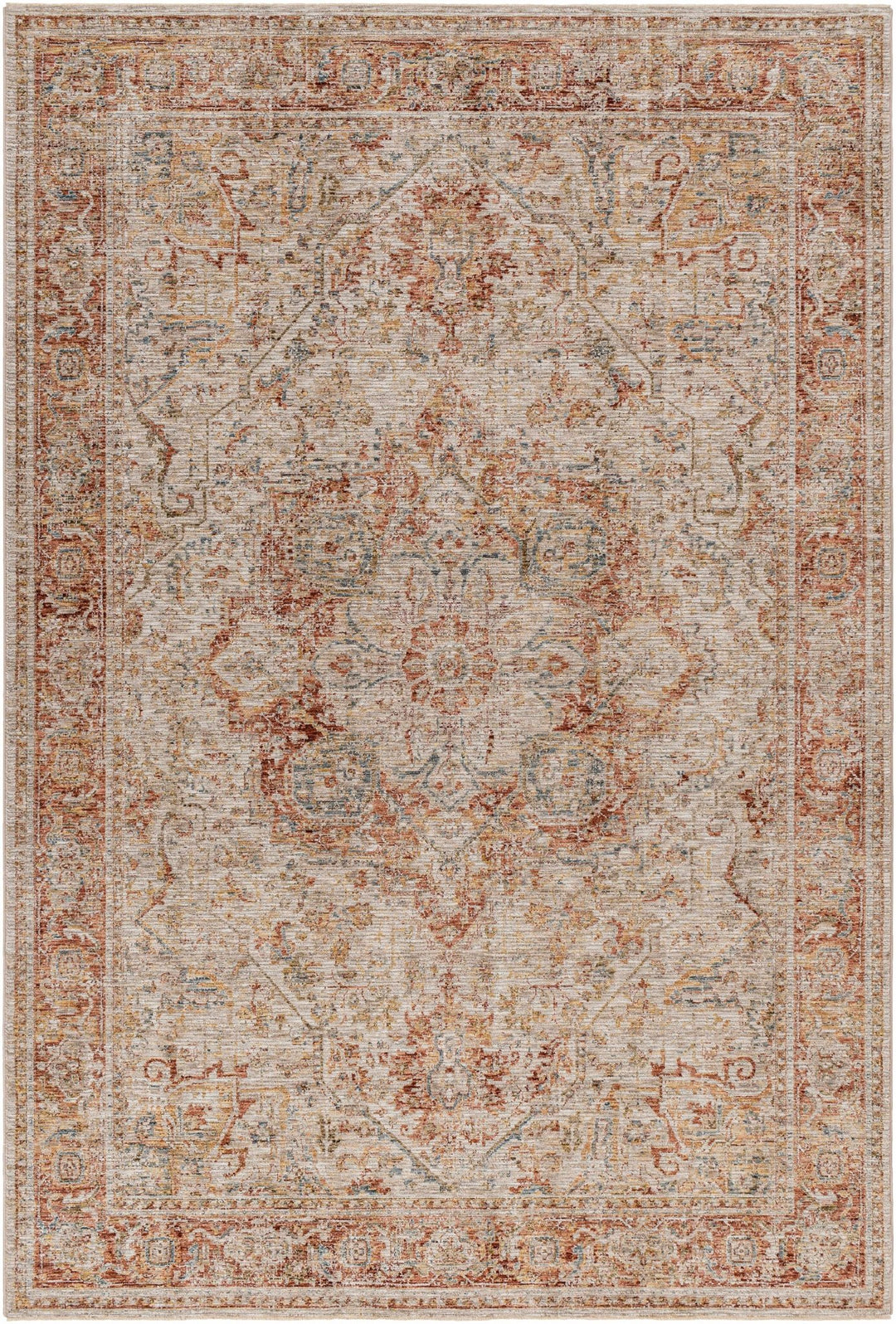 Cress Traditional Medallion Rust And Beige Area Rug - The Rug Decor