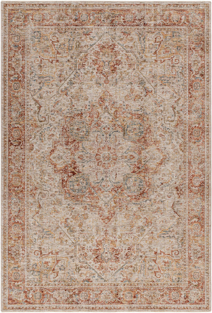 Cress Traditional Medallion Rust And Beige Area Rug - The Rug Decor