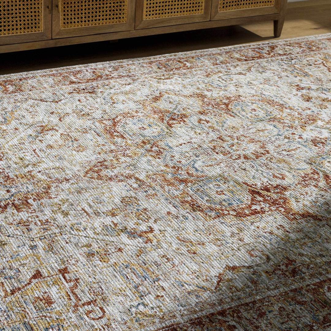 Cress Traditional Medallion Rust And Beige Area Rug - The Rug Decor