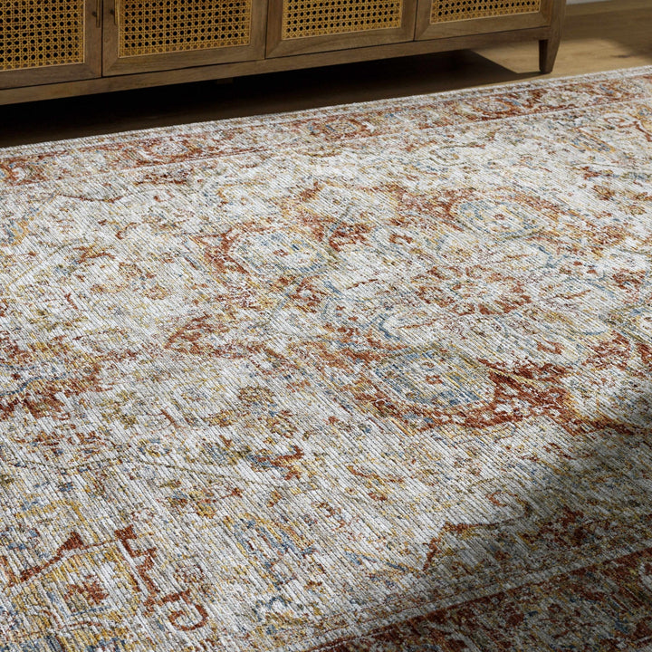 Cress Traditional Medallion Rust And Beige Area Rug - The Rug Decor