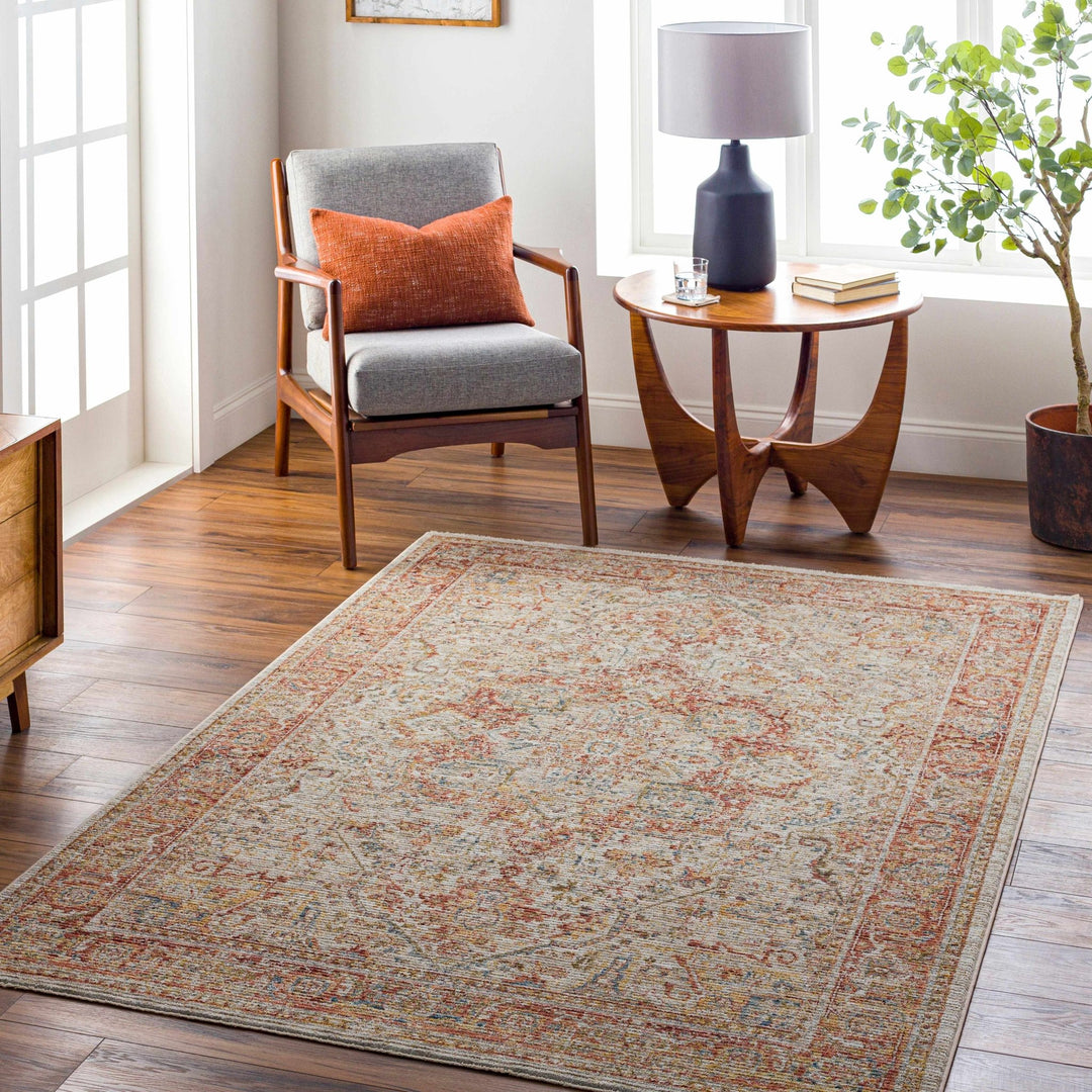 Cress Traditional Medallion Rust And Beige Area Rug - The Rug Decor