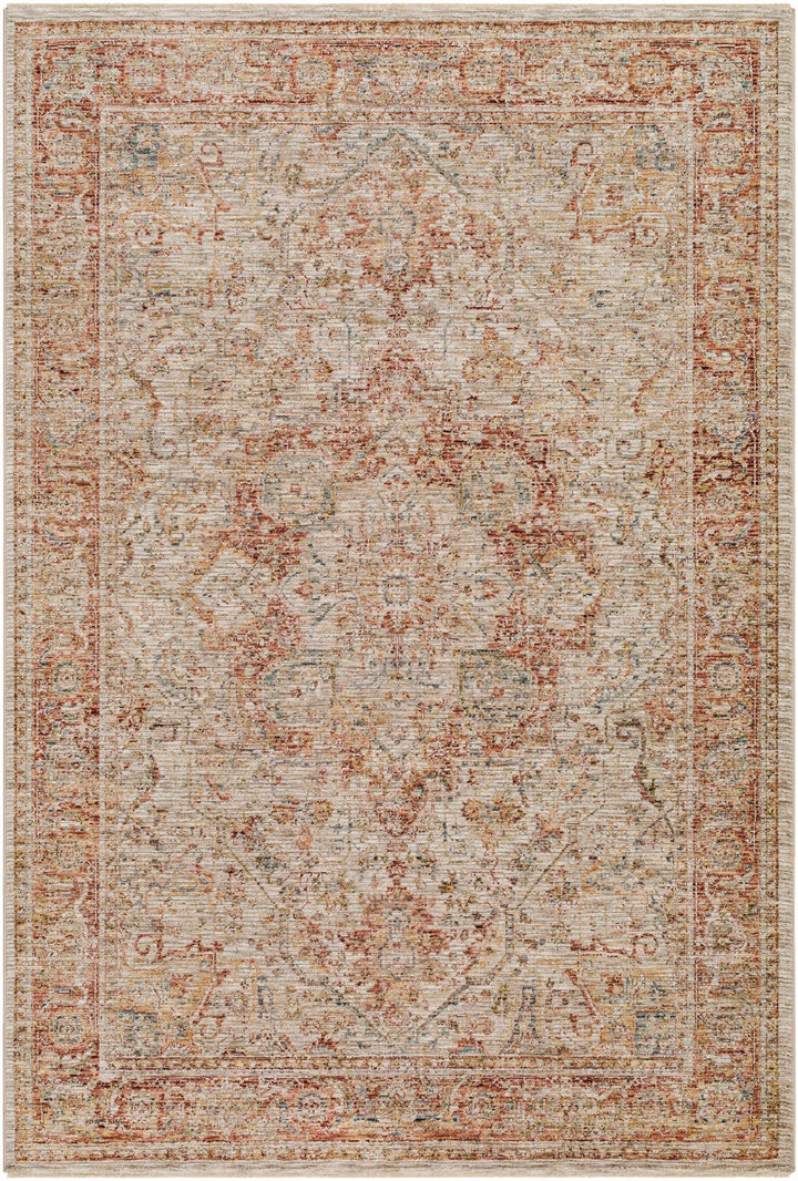 Cress Traditional Medallion Rust And Beige Area Rug - The Rug Decor