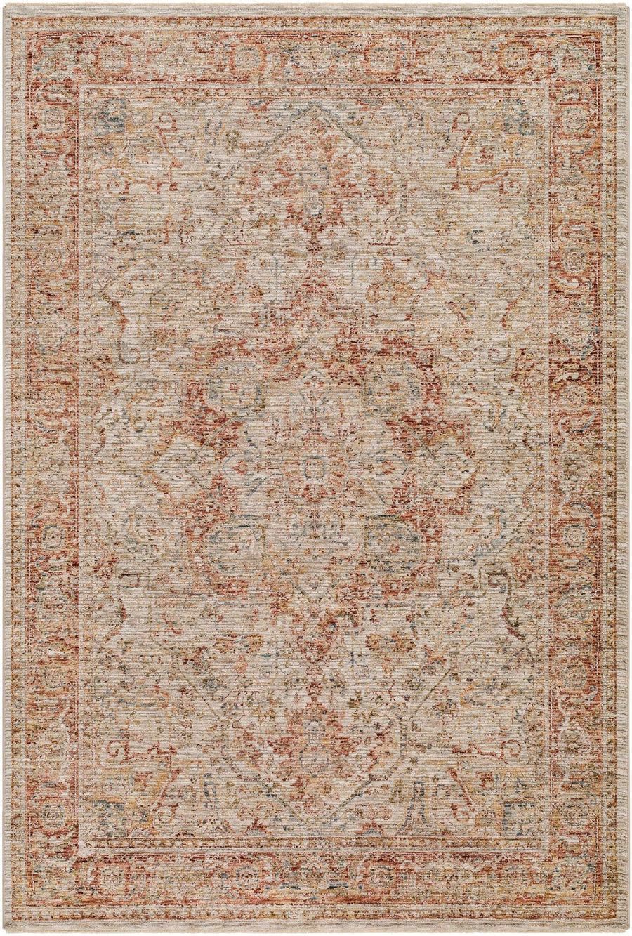 Cress Traditional Medallion Rust And Beige Area Rug - The Rug Decor