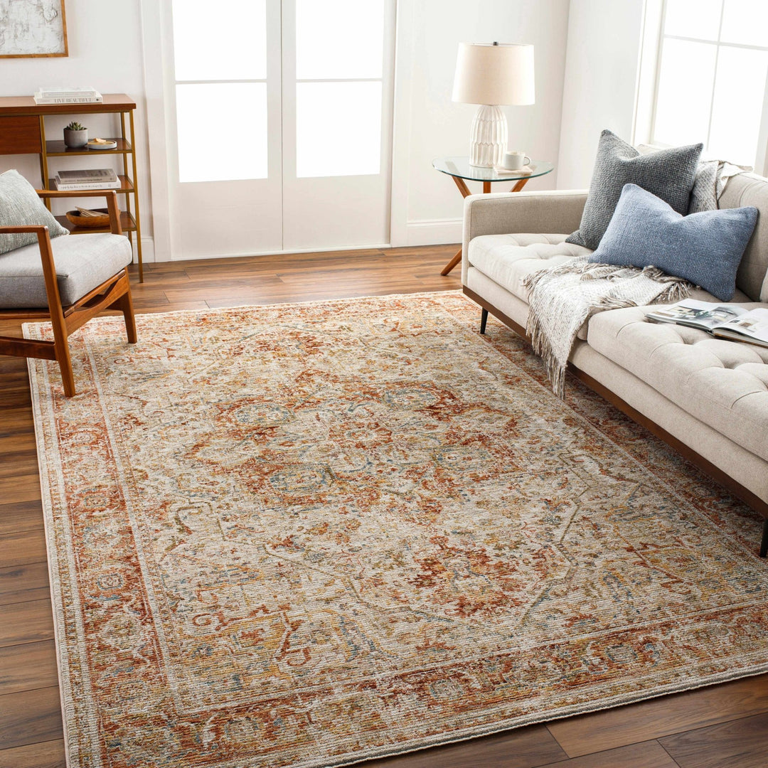 Cress Traditional Medallion Rust And Beige Area Rug - The Rug Decor