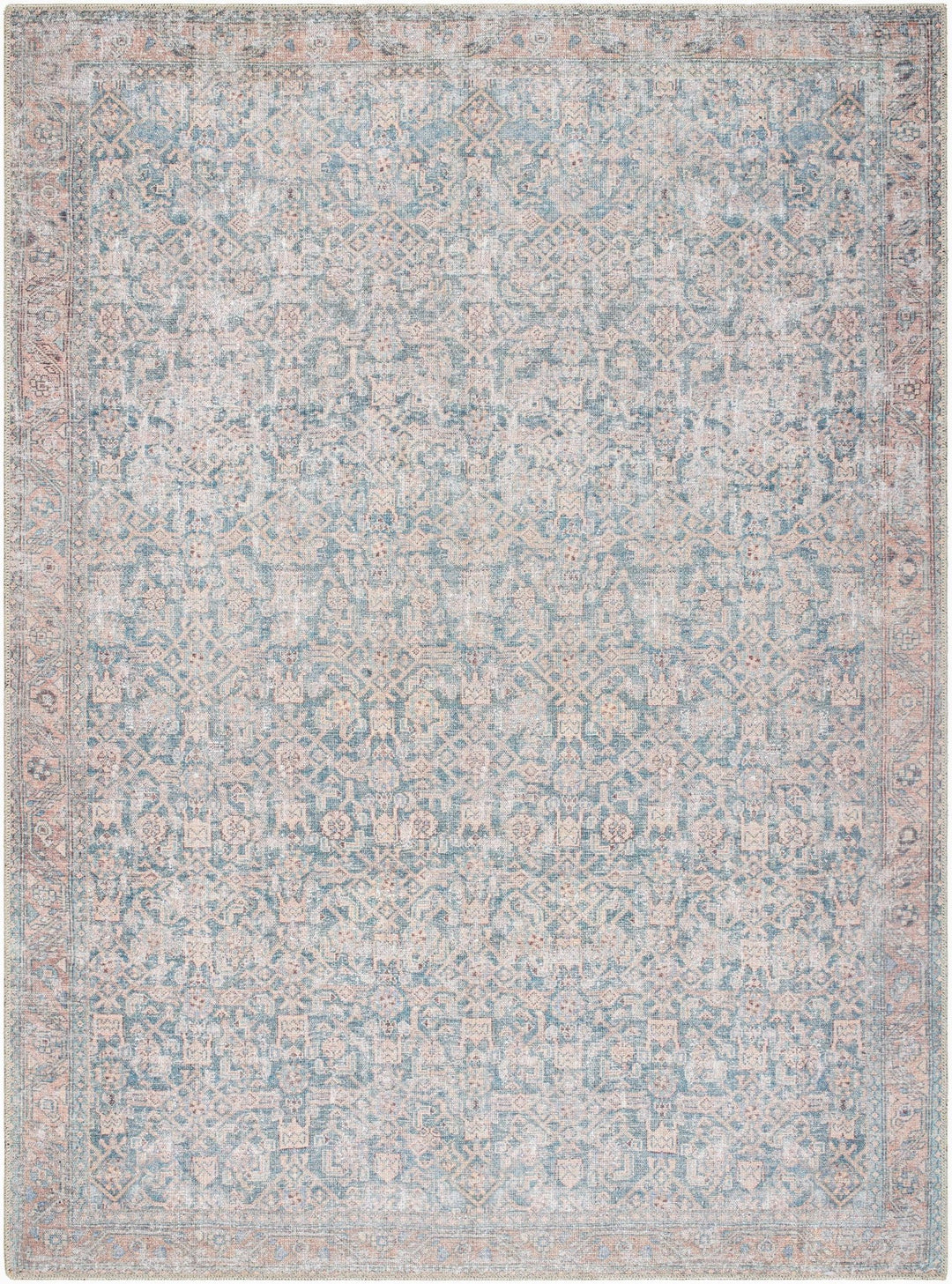 Crevan Traditional Blue And Brown Washable Area Rug - The Rug Decor