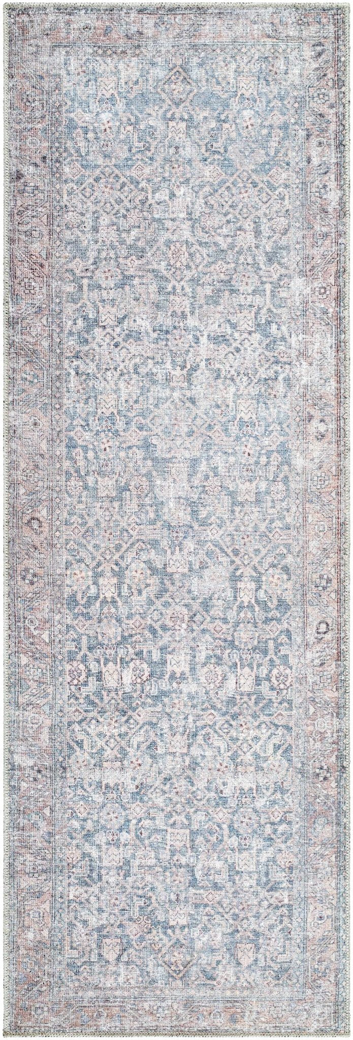 Crevan Traditional Blue And Brown Washable Area Rug - The Rug Decor