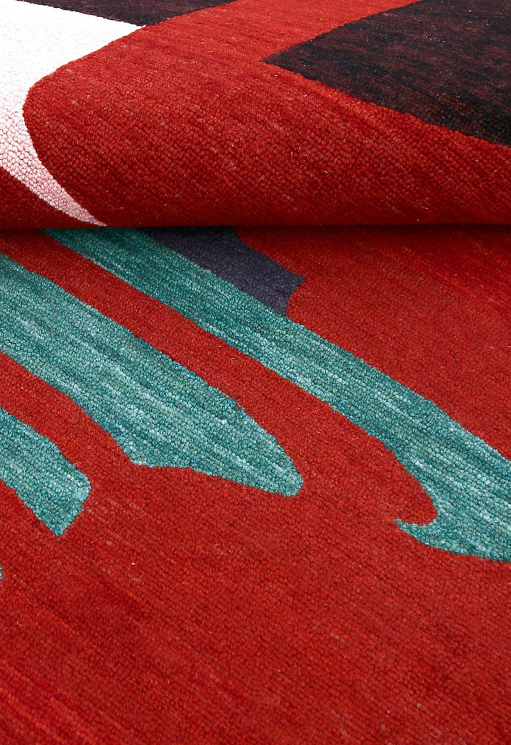 Crimson Eclipse Red And Black Hand Tufted 5x8 Wool Area Rug - The Rug Decor