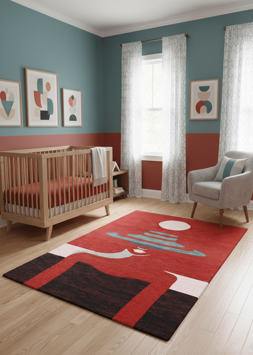 Crimson Eclipse Red And Black Hand Tufted 5x8 Wool Area Rug - The Rug Decor