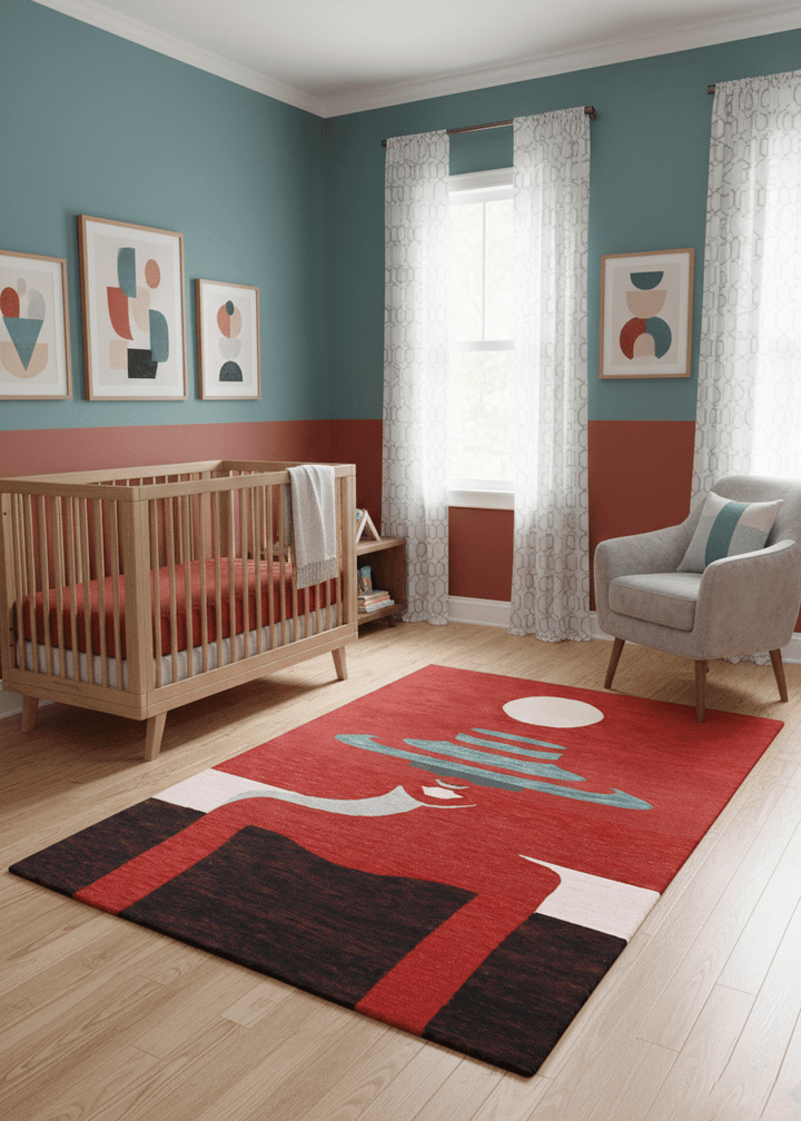 Crimson Eclipse Red And Black Hand Tufted 5x8 Wool Area Rug - The Rug Decor