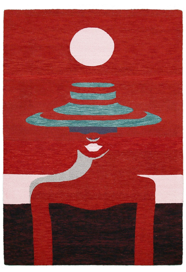 Crimson Eclipse Red And Black Hand Tufted 5x8 Wool Area Rug - The Rug Decor