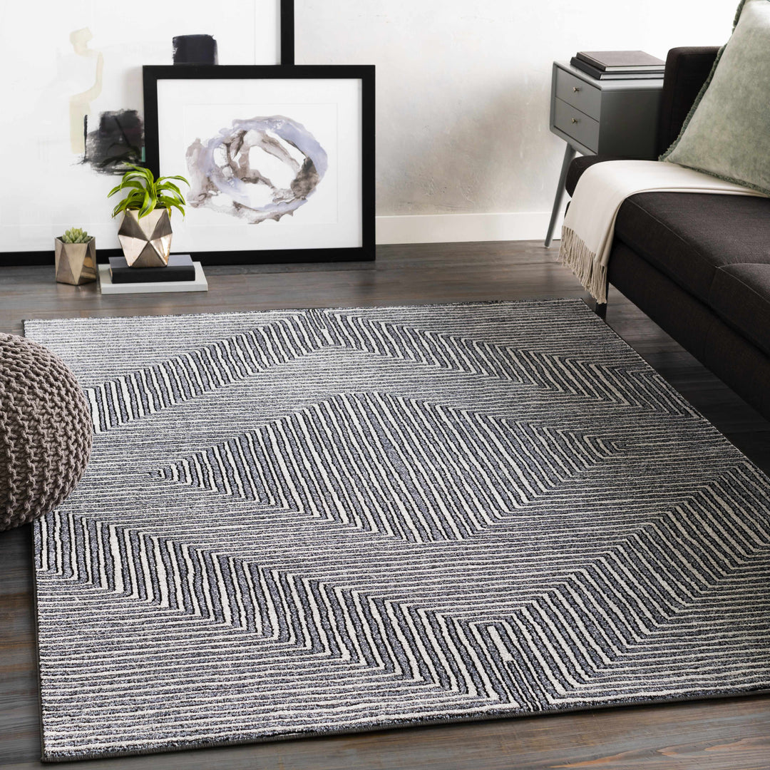 Carnarvon Charcoal And Gray Modern Style Area Rug
