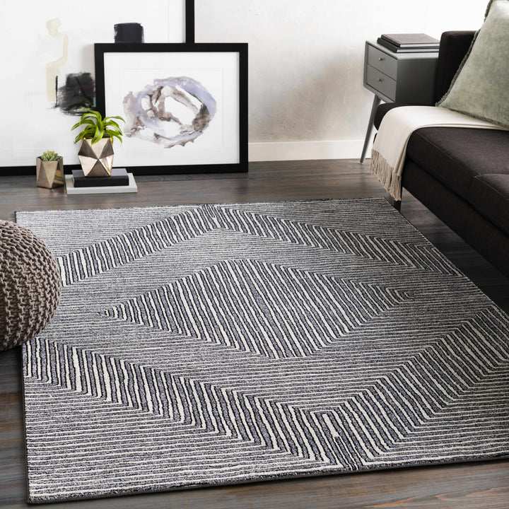 Carnarvon Charcoal And Gray Modern Style Area Rug
