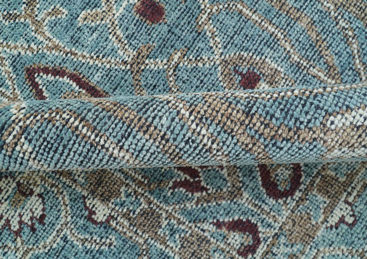 Crown Custom Made Traditional Design Blue Hand Knotted Wool Rug - The Rug Decor