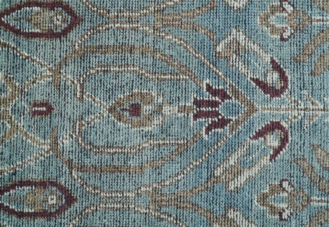 Crown Custom Made Traditional Design Blue Hand Knotted Wool Rug - The Rug Decor