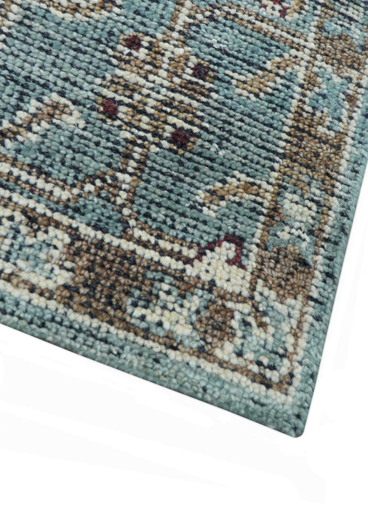 Crown Custom Made Traditional Design Blue Hand Knotted Wool Rug - The Rug Decor