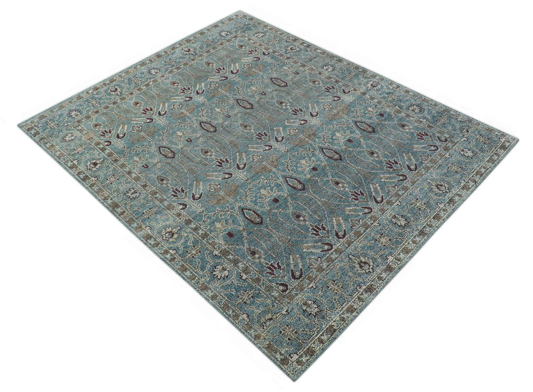 Crown Custom Made Traditional Design Blue Hand Knotted Wool Rug - The Rug Decor