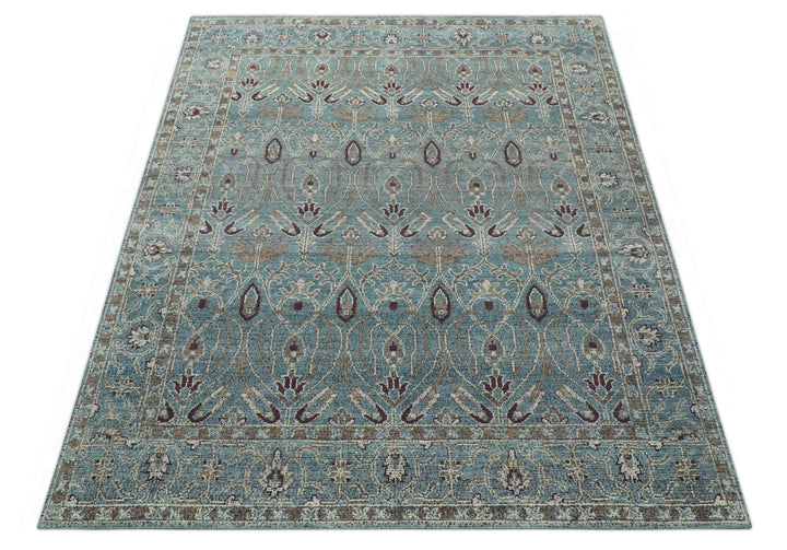 Crown Custom Made Traditional Design Blue Hand Knotted Wool Rug - The Rug Decor