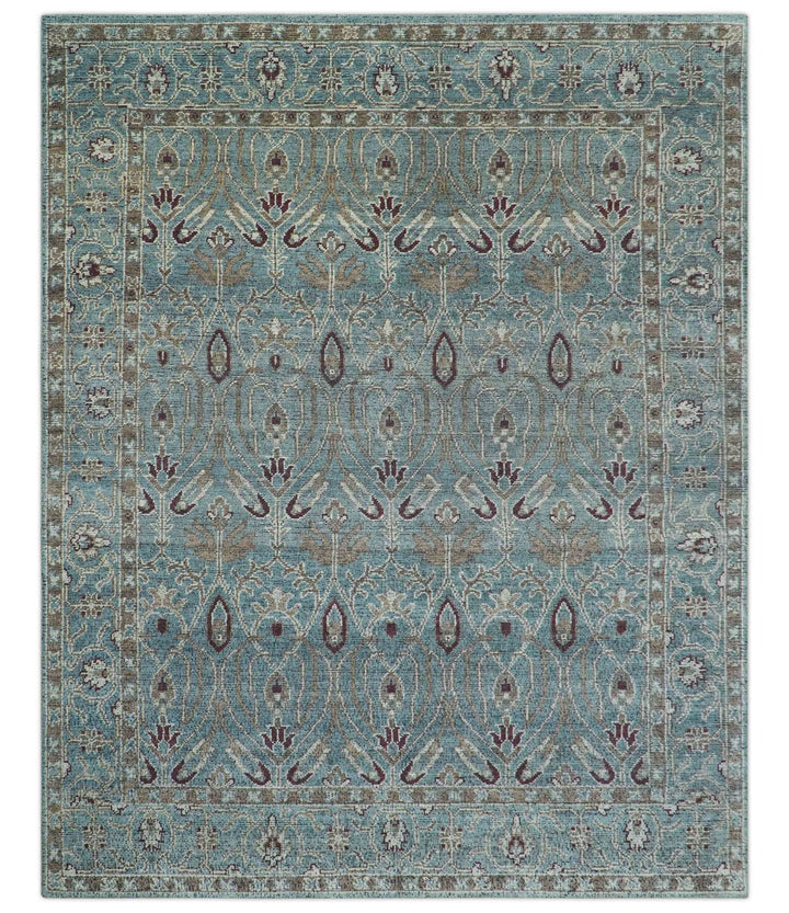 Crown Custom Made Traditional Design Blue Hand Knotted Wool Rug - The Rug Decor