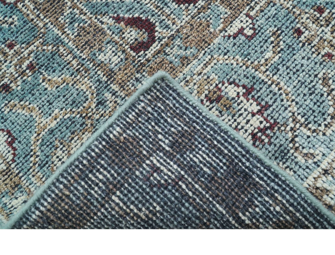 Crown Custom Made Traditional Design Blue Hand Knotted Wool Rug - The Rug Decor