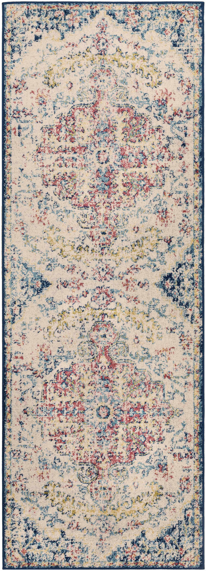 Corrimal Traditional Style Ivory And Blue Area Rug