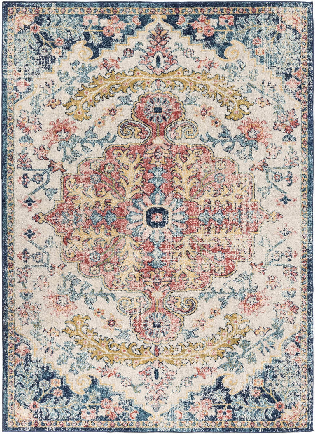 Corrimal Traditional Style Ivory And Blue Area Rug