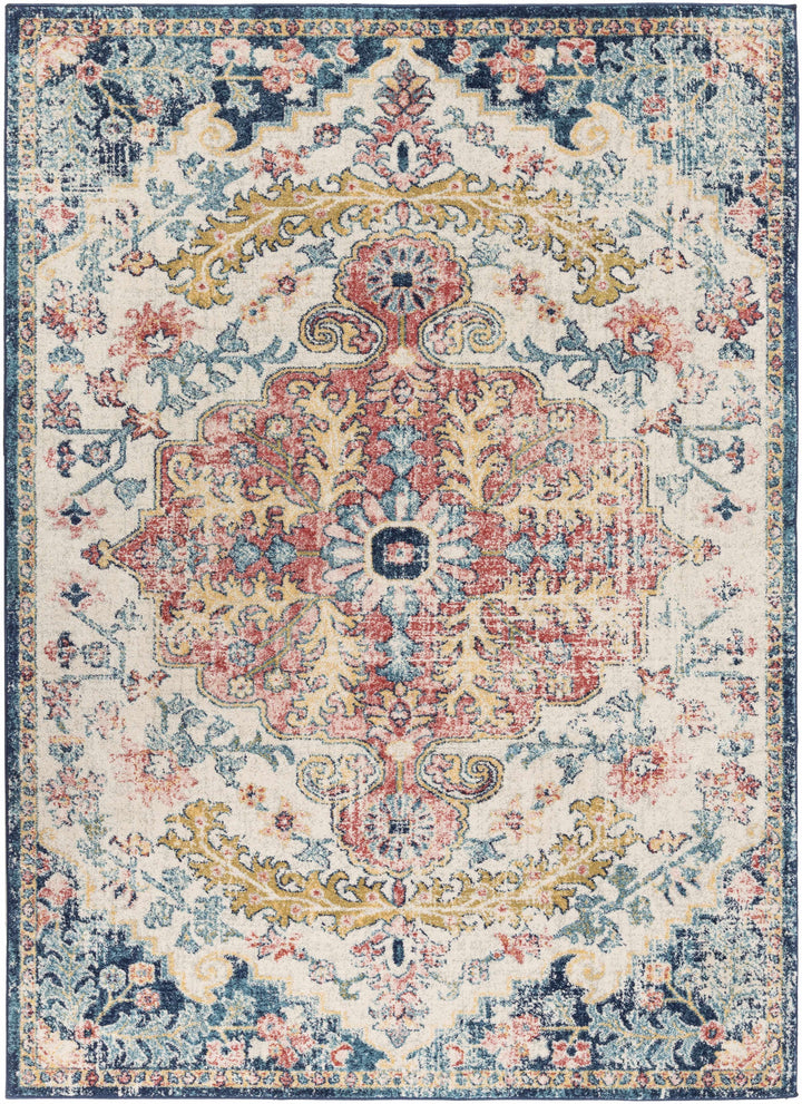 Corrimal Traditional Style Ivory And Blue Area Rug