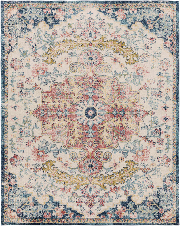 Corrimal Traditional Style Ivory And Blue Area Rug