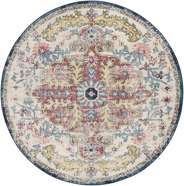 Corrimal Traditional Style Ivory And Blue Area Rug