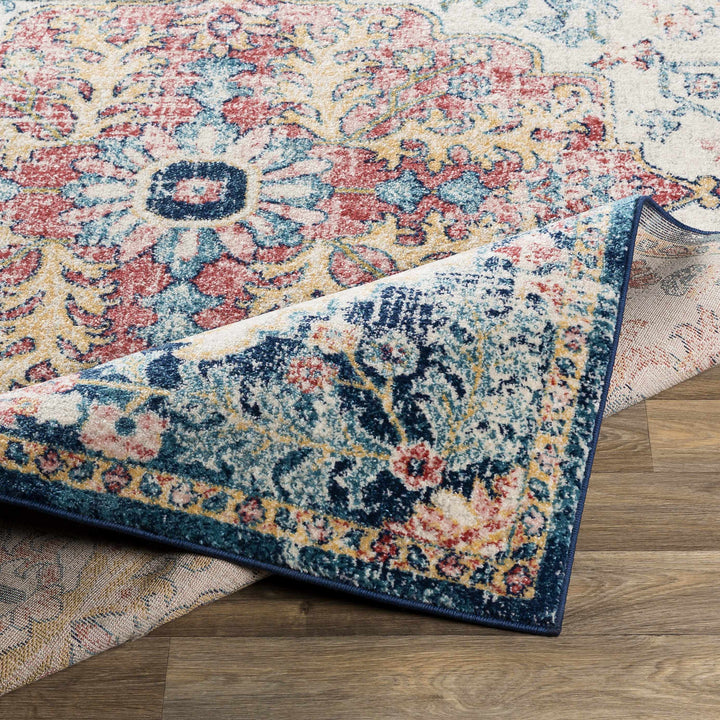 Corrimal Traditional Style Ivory And Blue Area Rug