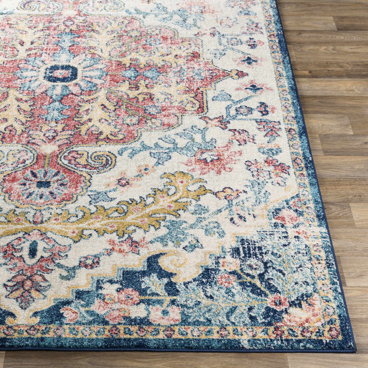 Corrimal Traditional Style Ivory And Blue Area Rug