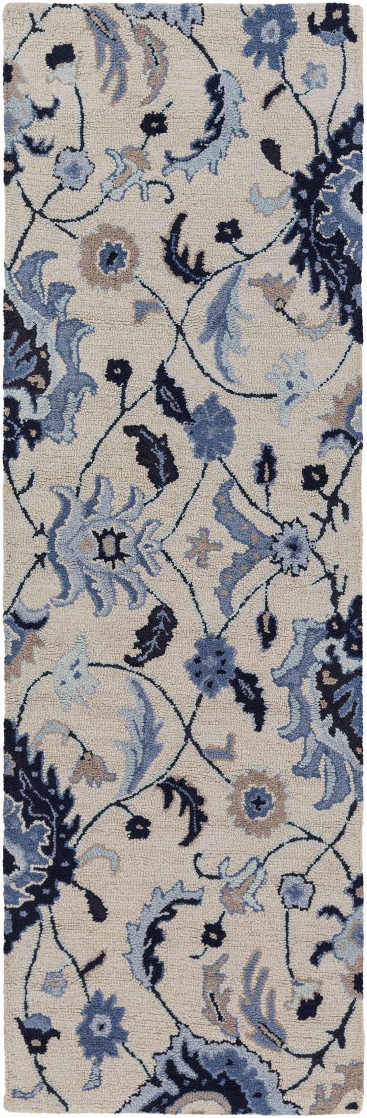 Cassadaga Traditional Floral Beige And Blue Hand Tufted Wool Area Rug