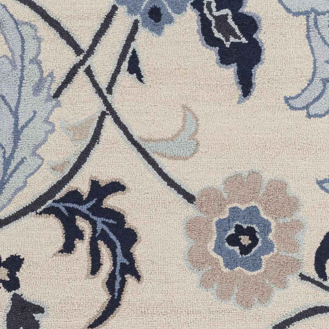 Cassadaga Traditional Floral Beige And Blue Hand Tufted Wool Area Rug